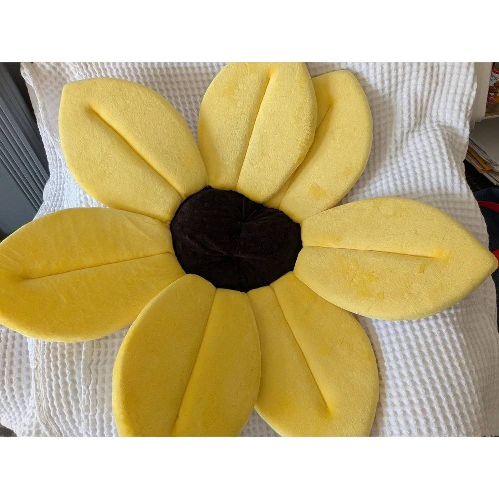 Blooming Bath Lotus Baby Bath Seat Yellow Sunflower Plush Sink Bather Infant